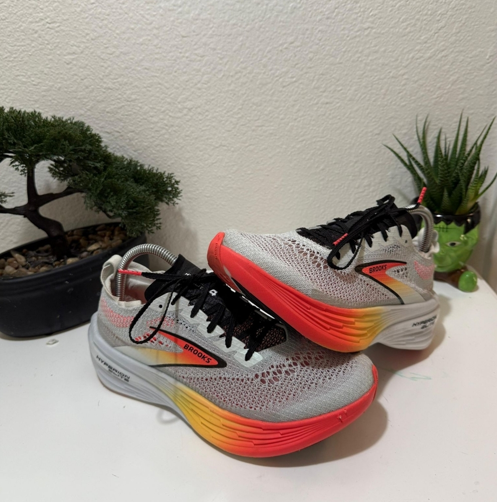 Brooks White and Red Running Shoes